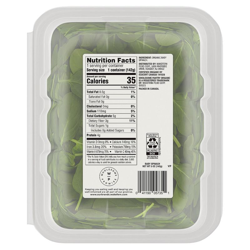 Wholesome Pantry Organic Baby Spinach, 5 oz