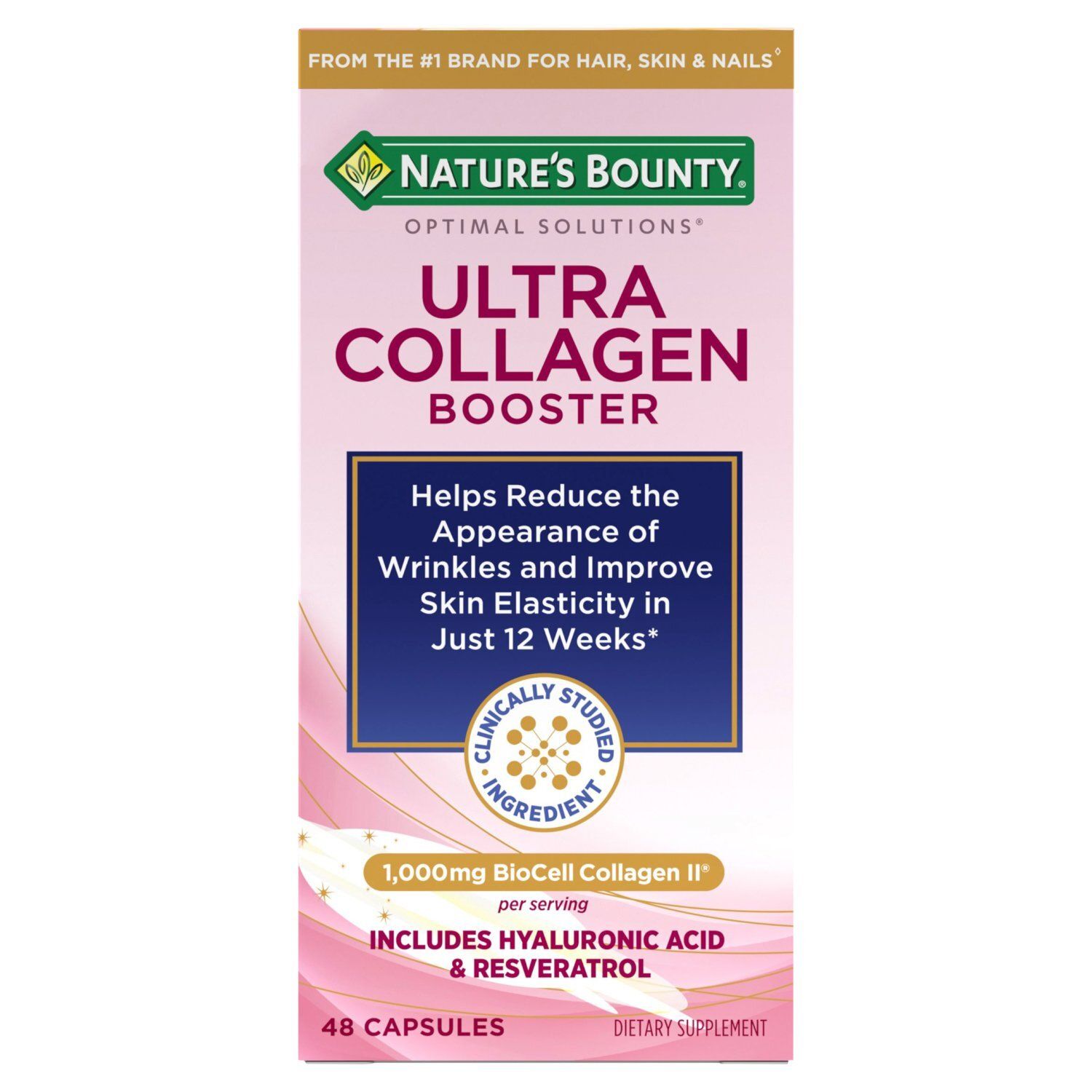 Nature's Bounty Optimal Solutions Ultra Collagen Booster Dietary Supplement, 1000 mg, 48 count