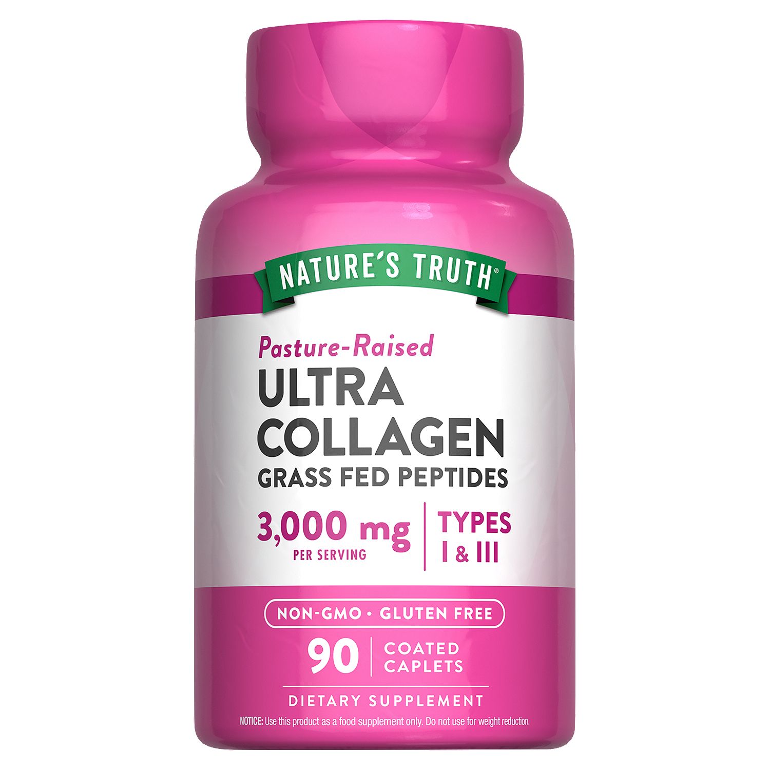 Nature's Truth Ultra Collagen Grass Fed Peptides Dietary Supplement, 90 count