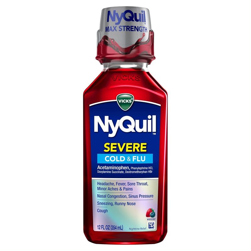 Vicks NyQuil SEVERE Cold &amp; Flu Relief Liquid Over-the-Counter Medicine, Powerful, Multi-Symptom Nig