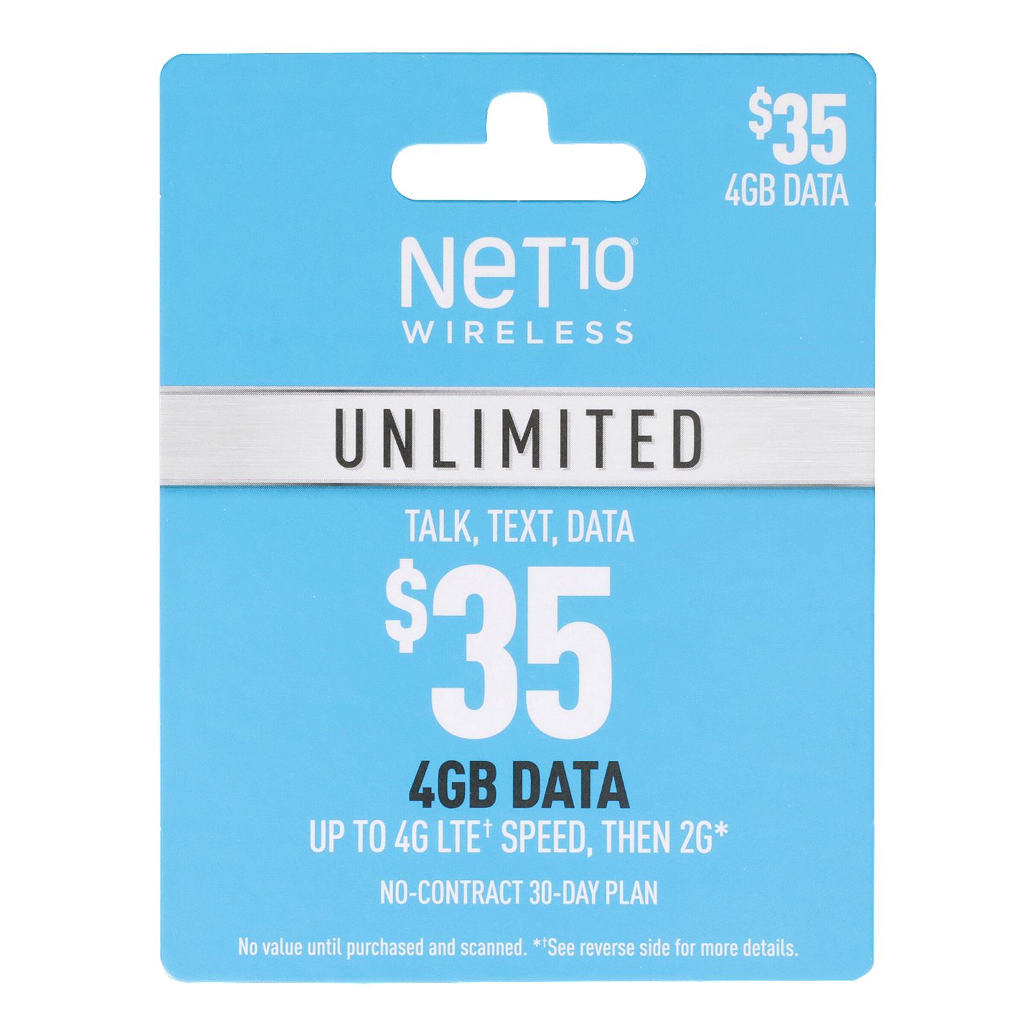 Net10 Unlimited 30 days - $35 Gift Card    , 1 each