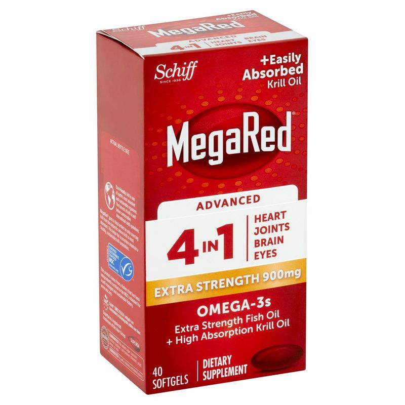 Schiff MegaRed Advanced 4in1 Extra Strength Omega-3s Softgels, 900 mg, 40 count
