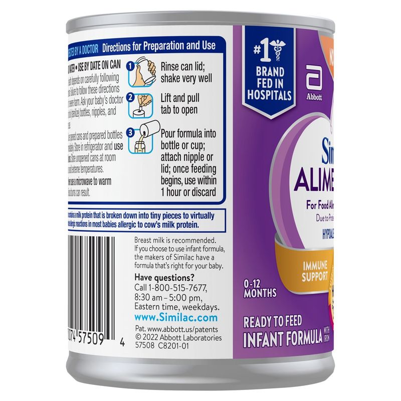 Similac Alimentum Hypoallergenic Infant Formula with Iron, 0-12 Months, 6 count, 8 fl oz