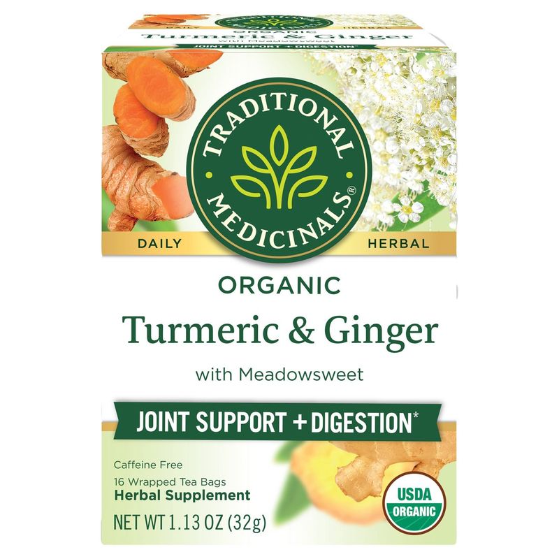 Traditional Medicinals Organic Turmeric &amp; Ginger Tea Herbal Supplement, 16 count, 1.13 oz