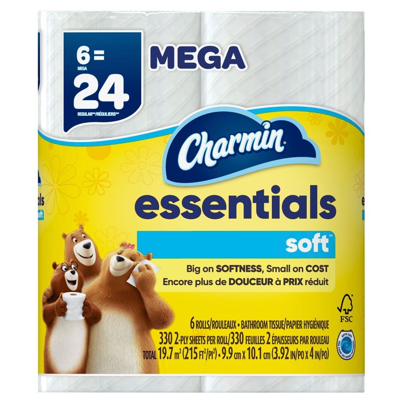 Charmin Essentials Soft Toilet Paper Mega Rolls, 6 count