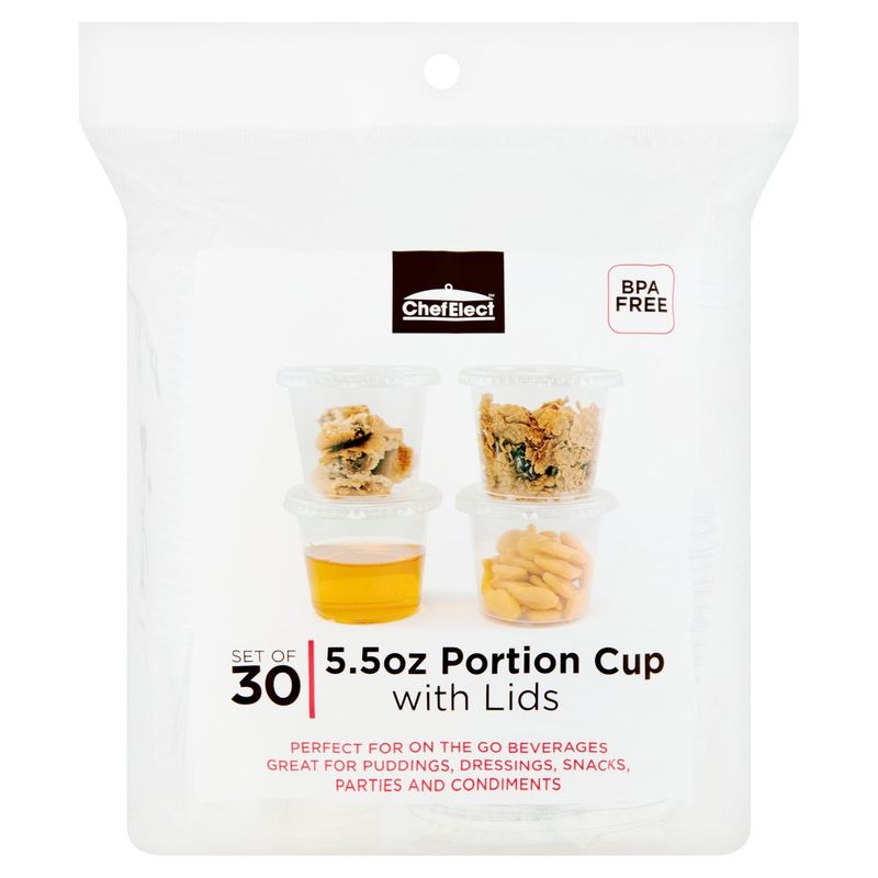 ChefElect 5.5oz Portion Cup with Lids, 30 count