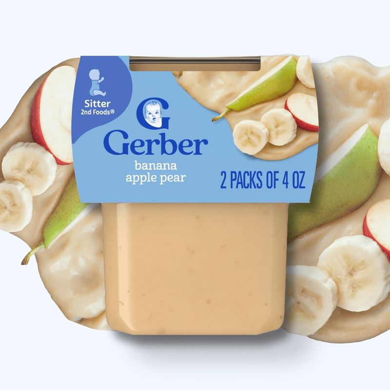 Gerber 2nd Foods Banana Apple Pear Baby Food, Sitter, 4 oz, 2 count