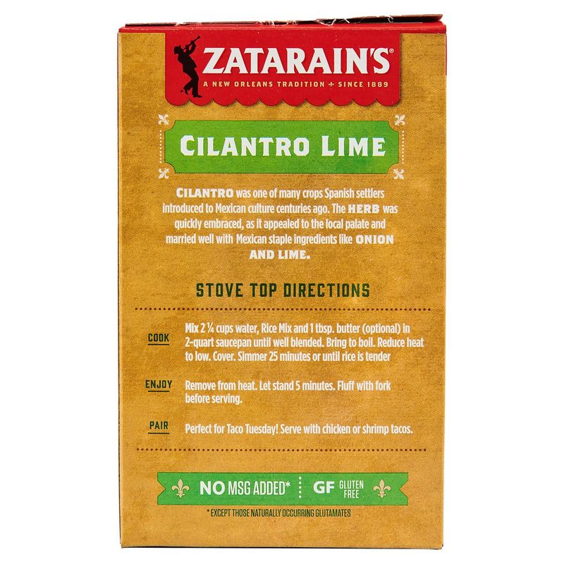 Zatarain's Cilantro Lime Long Grain Rice with Lime &amp; Spices, 6.9 oz