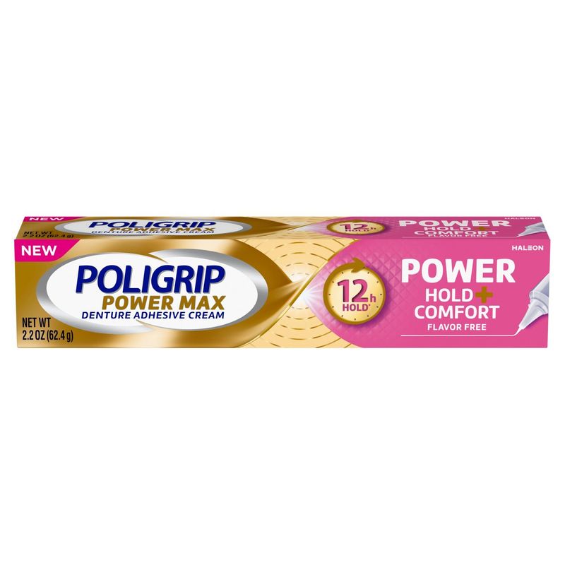 Poligrip Power Max Hold + Comfort Denture Adhesive Cream, 2.2 oz
