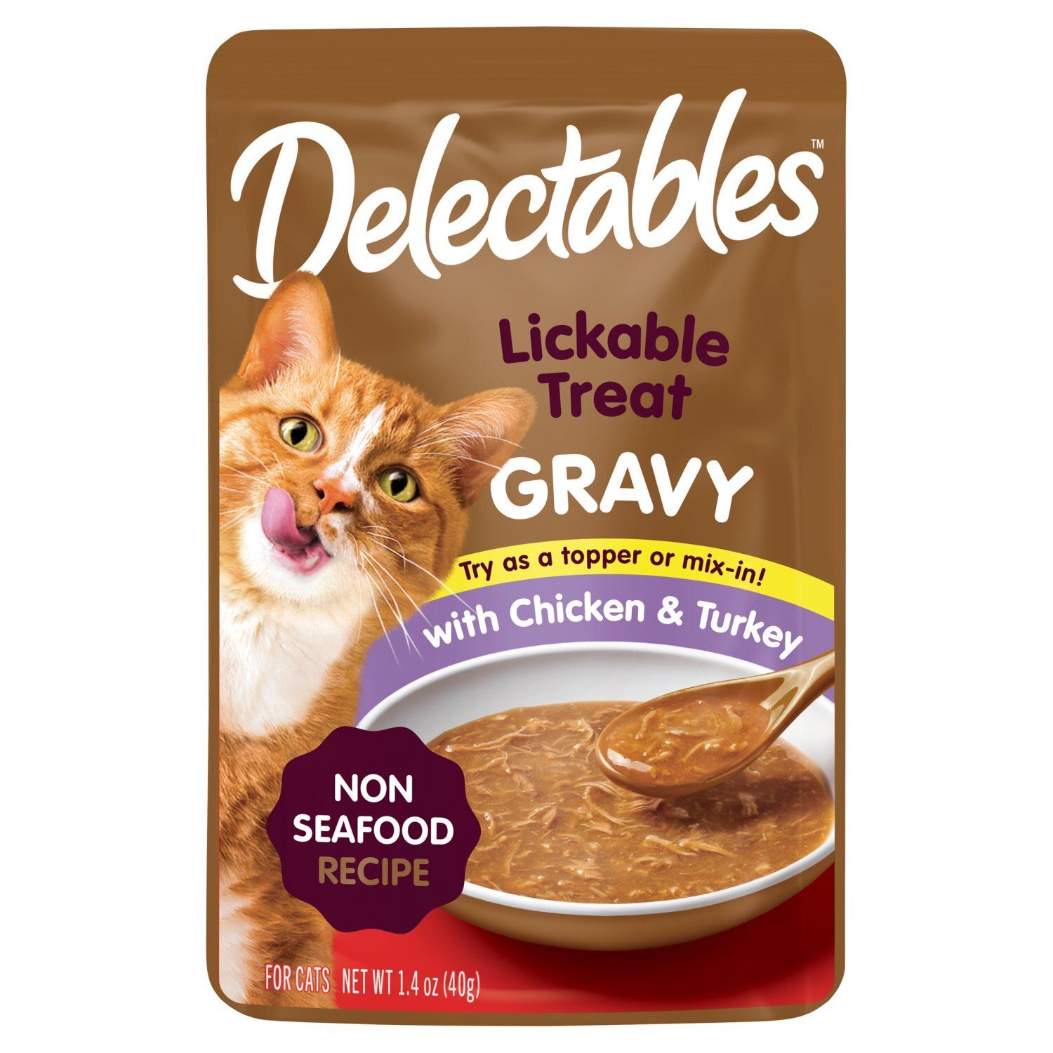 Delectables Lickable Treat Gravy with Chicken &amp; Turkey For Cats, 1.4 oz