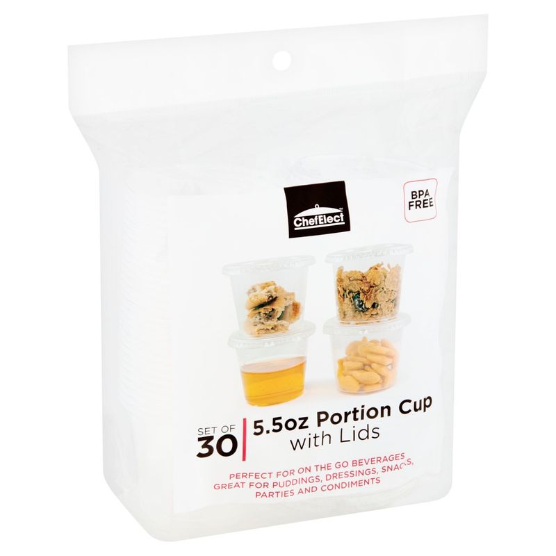 ChefElect 5.5oz Portion Cup with Lids, 30 count