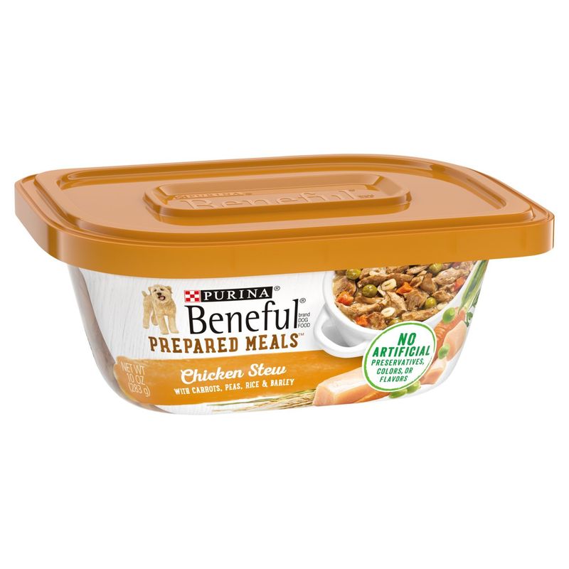 Purina Beneful Prepared Meals Chicken Stew with Carrots, Peas, Rice &amp; Barley Dog Food, 10 oz