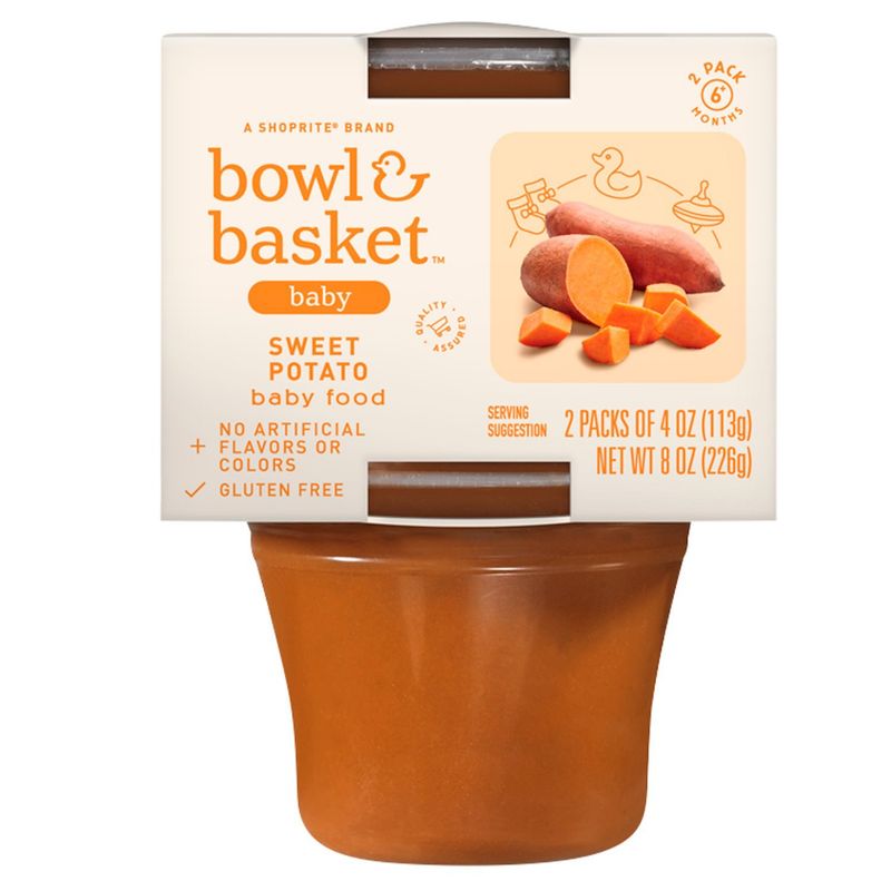 Bowl &amp; Basket Sweet Potato Baby Food, 6+ Months, 4 oz, 2 count