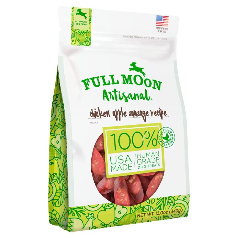 Full Moon Artisanal Chicken Apple Sausage Recipe All Natural Dog Treats, 12.0 oz