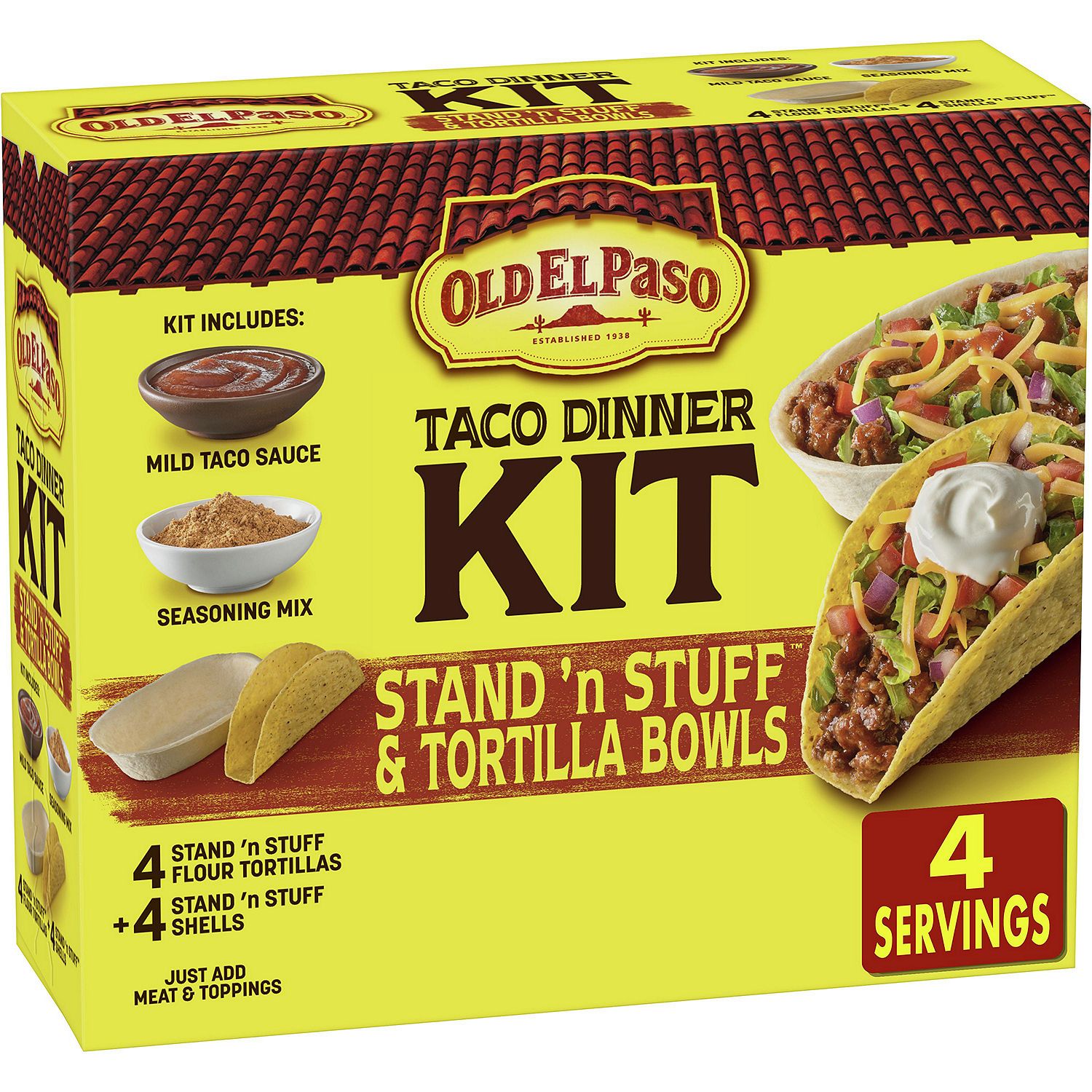 Old El Paso Stand 'N Stuff &amp; Tortilla Bowls Hard &amp; Soft Taco Dinner Kit, 9.4 oz