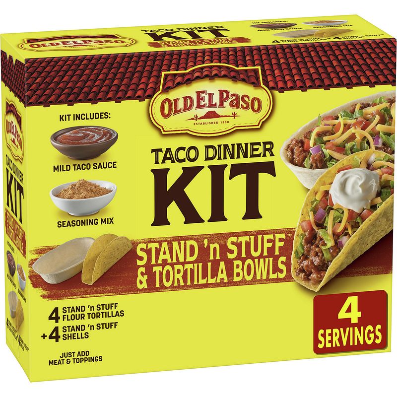 Old El Paso Stand 'N Stuff &amp; Tortilla Bowls Hard &amp; Soft Taco Dinner Kit, 9.4 oz