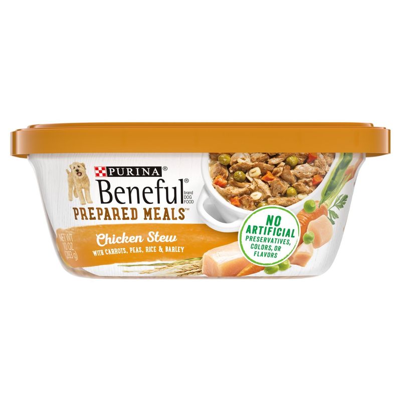 Purina Beneful Prepared Meals Chicken Stew with Carrots, Peas, Rice &amp; Barley Dog Food, 10 oz