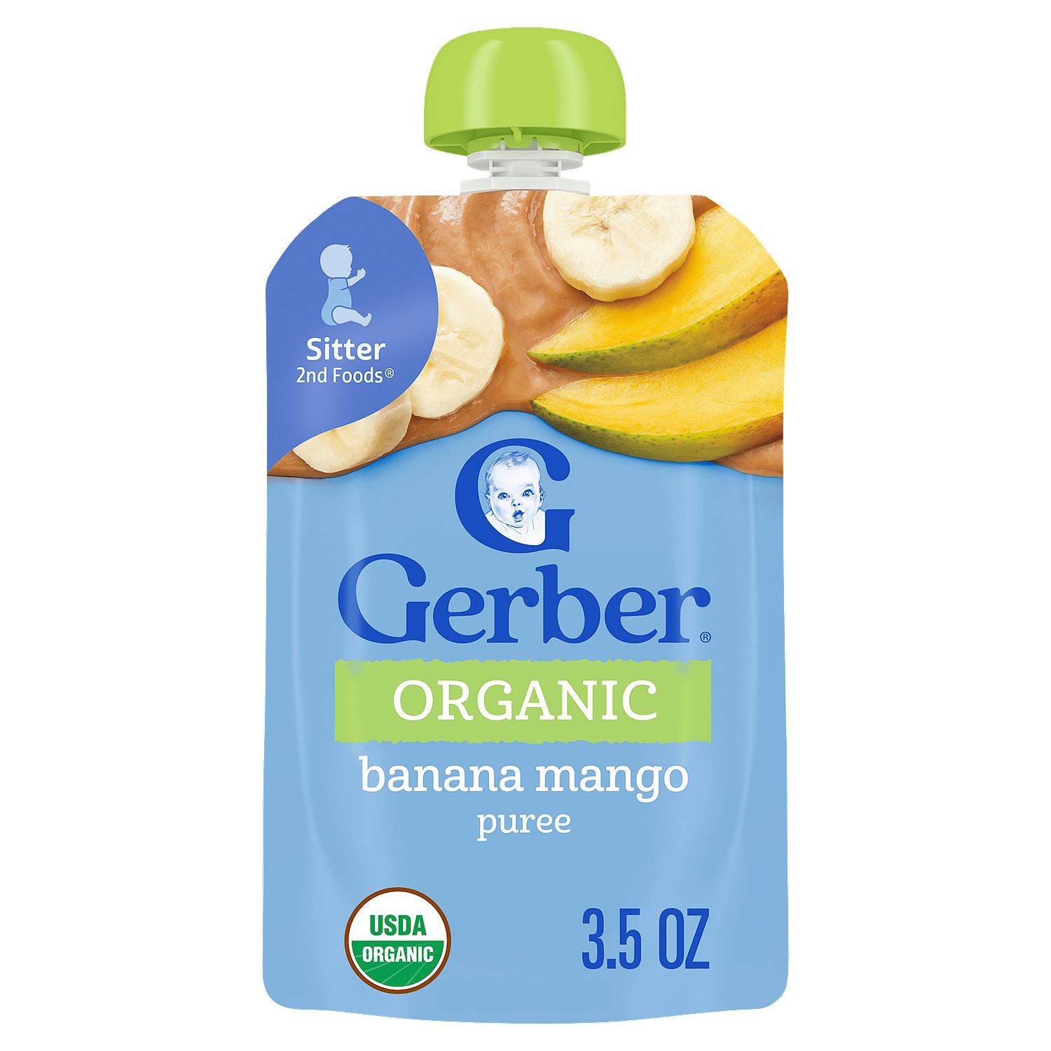Gerber 2nd Foods Organic Banana Mango Puree Baby Food, Sitter, 3.5 oz