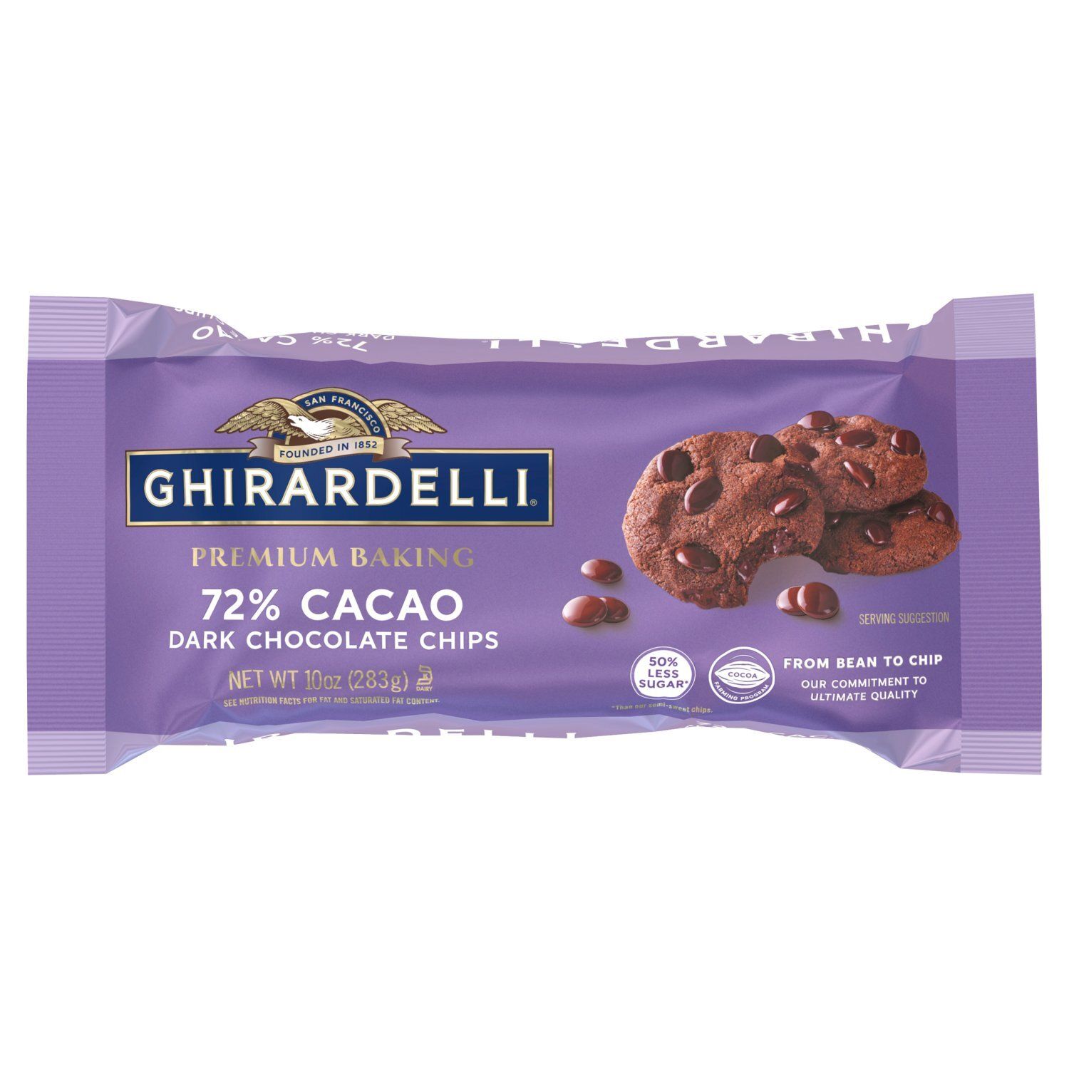 GHIRARDELLI 72% Cacao Dark Chocolate Premium Baking Chips, Chocolate Chips for Baking, 10 OZ Bag