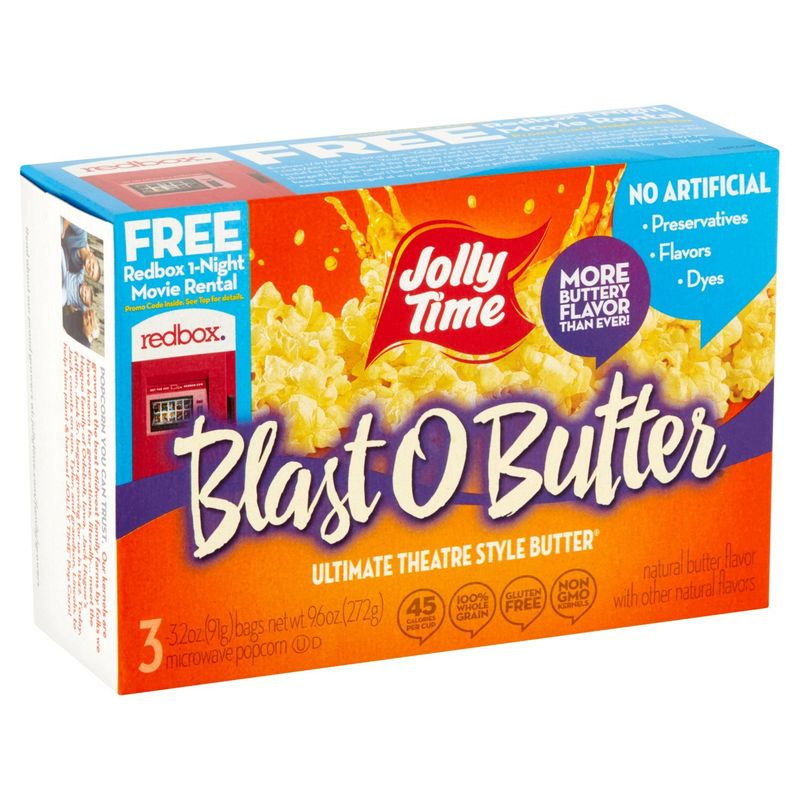 Jolly Time Blast O Butter Microwave Popcorn, 3.2 oz, 3 count