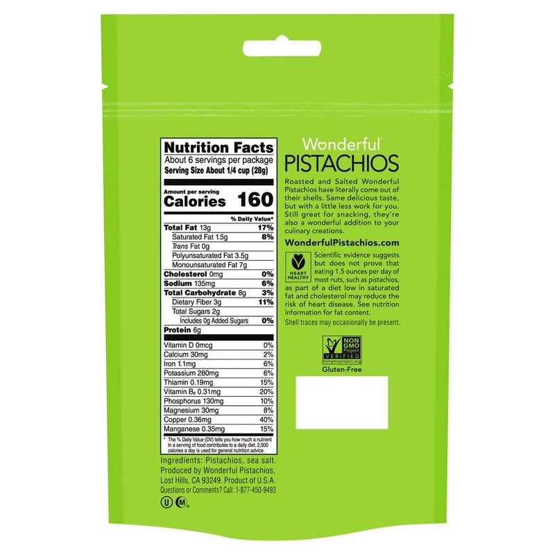 Wonderful Roasted &amp; Salted Pistachios, 6 oz