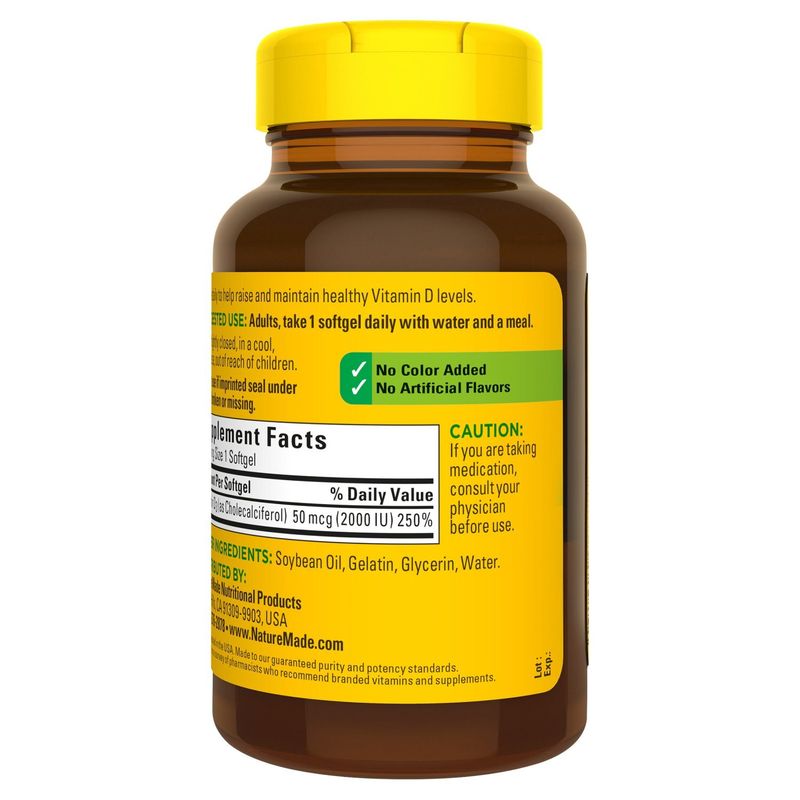 Nature Made Vitamin D3 2000 IU (50 mcg) Softgels, 250 Count