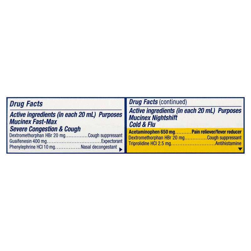 Mucinex Fast-Max Severe Congestion &amp; Cough and Nightshift Cold &amp; Flu Liquid, 6 fl oz, 2 count