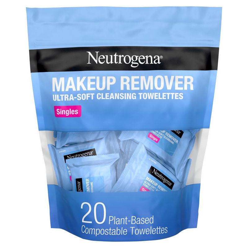 Neutrogena Singles Makeup Remover Ultra-Soft Cleansing Towelettes, 20 count