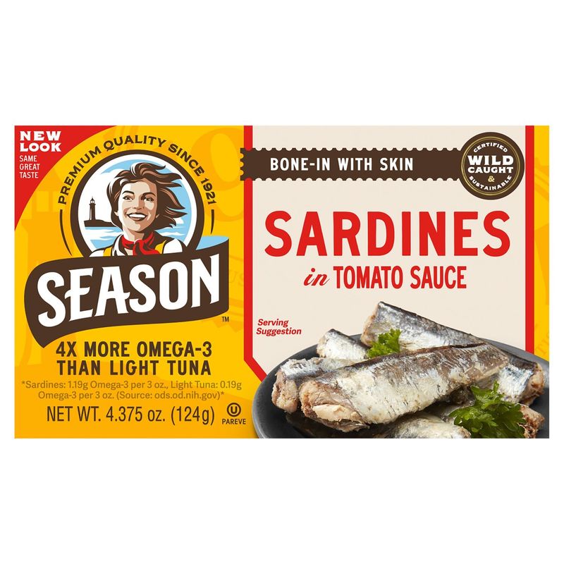 Season Sardines in Tomato Sauce, 4.375 oz