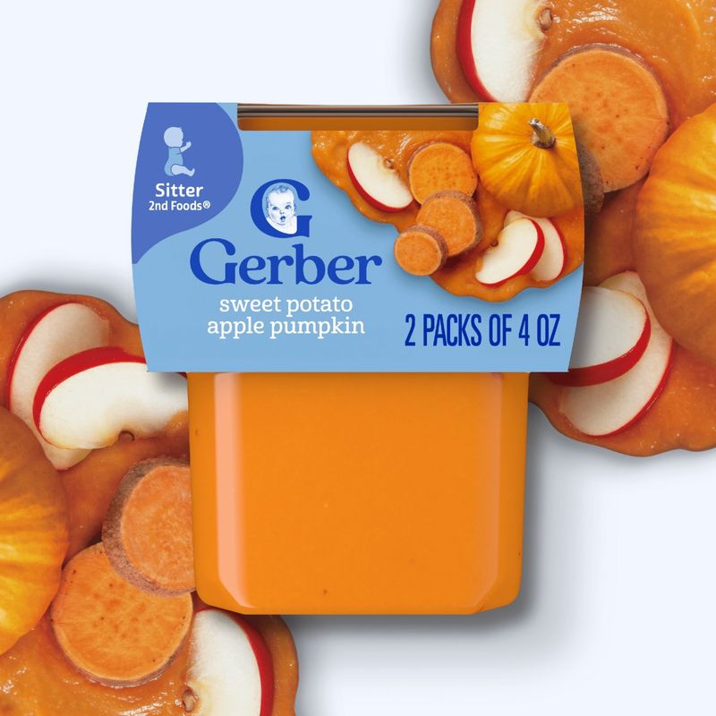 Gerber 2nd Foods Sweet Potato Apple Pumpkin Baby Food, Sitter, 4 oz, 2 count