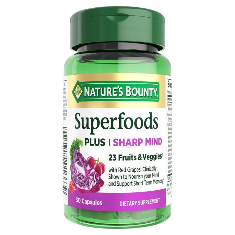 Nature's Bounty Superfoods Plus Sharp Mind Dietary Supplement, 30 count