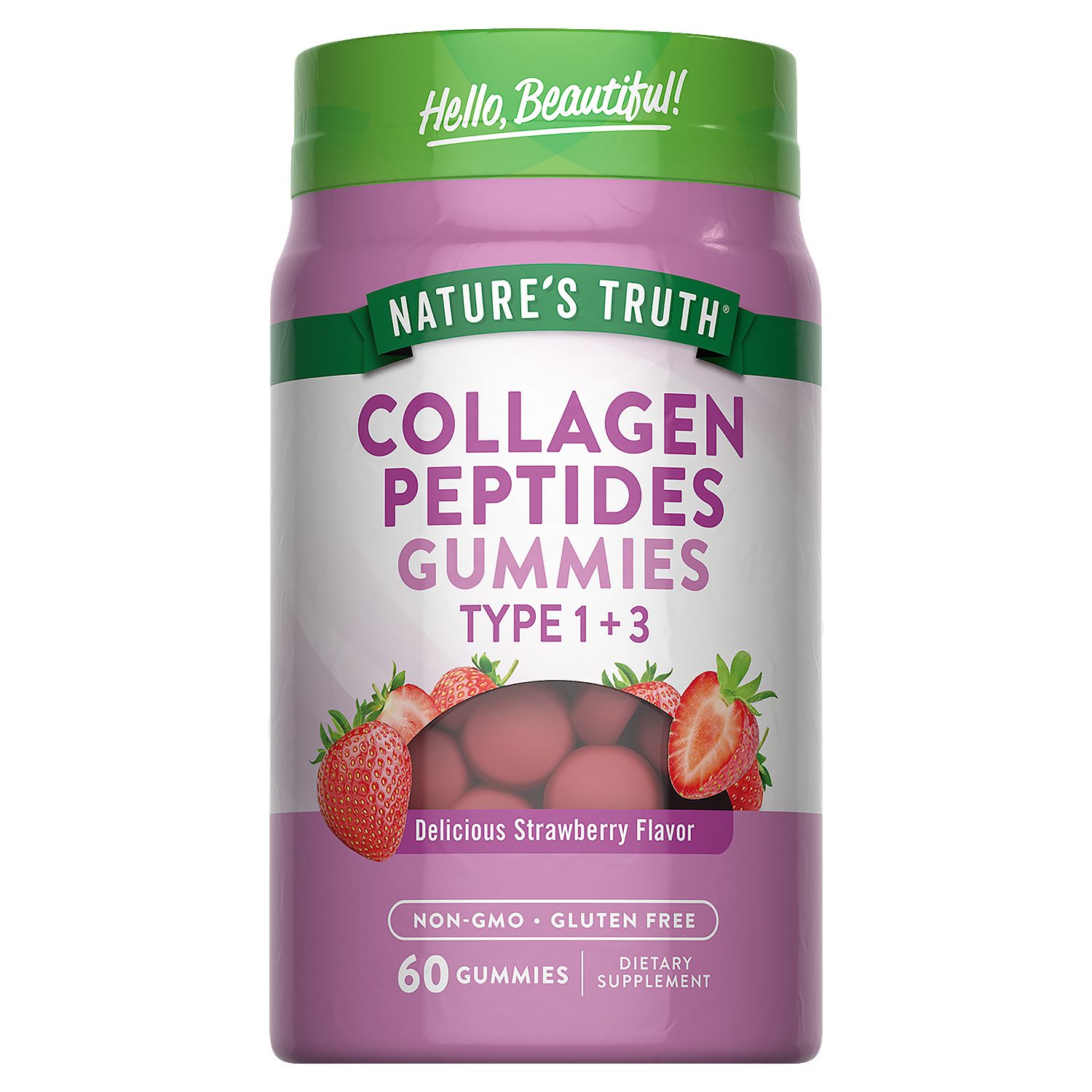 Nature's Truth Delicious Strawberry Flavor Collagen Peptides Dietary Supplement, 60 count
