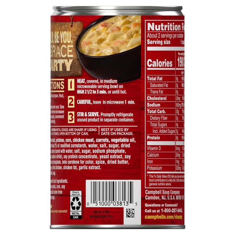 Campbell's Chunky Chicken Corn Chowder Soup, 18.8 oz