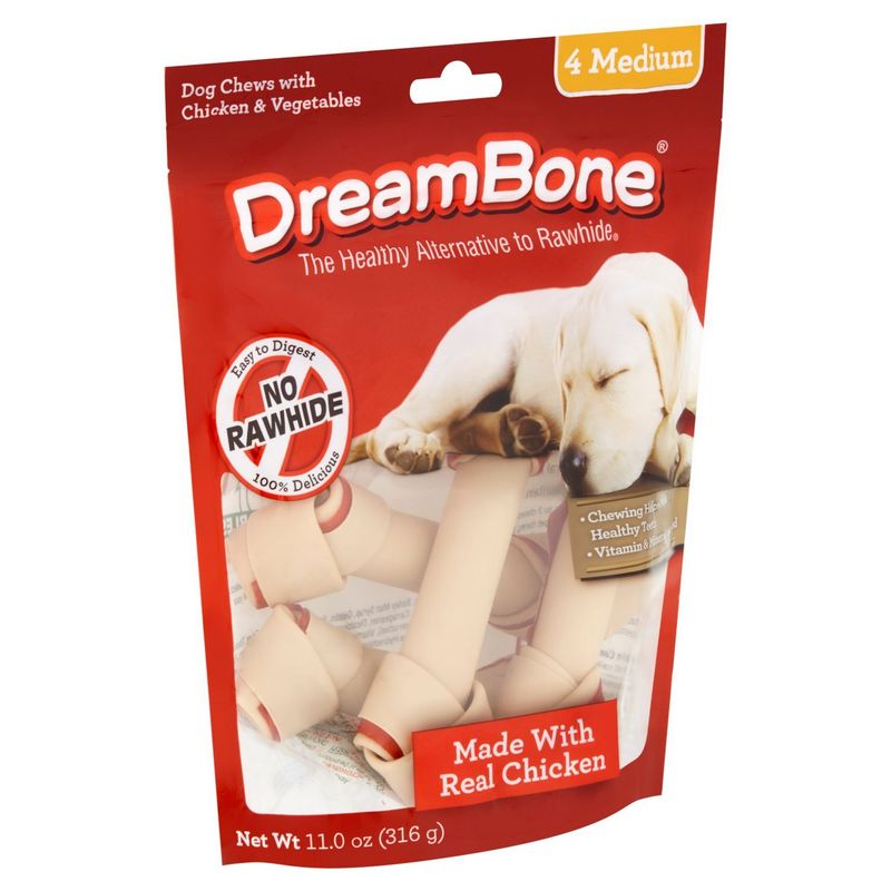 DreamBone Medium Dog Chews with Chicken &amp; Vegetables, 4 count, 11.0 oz