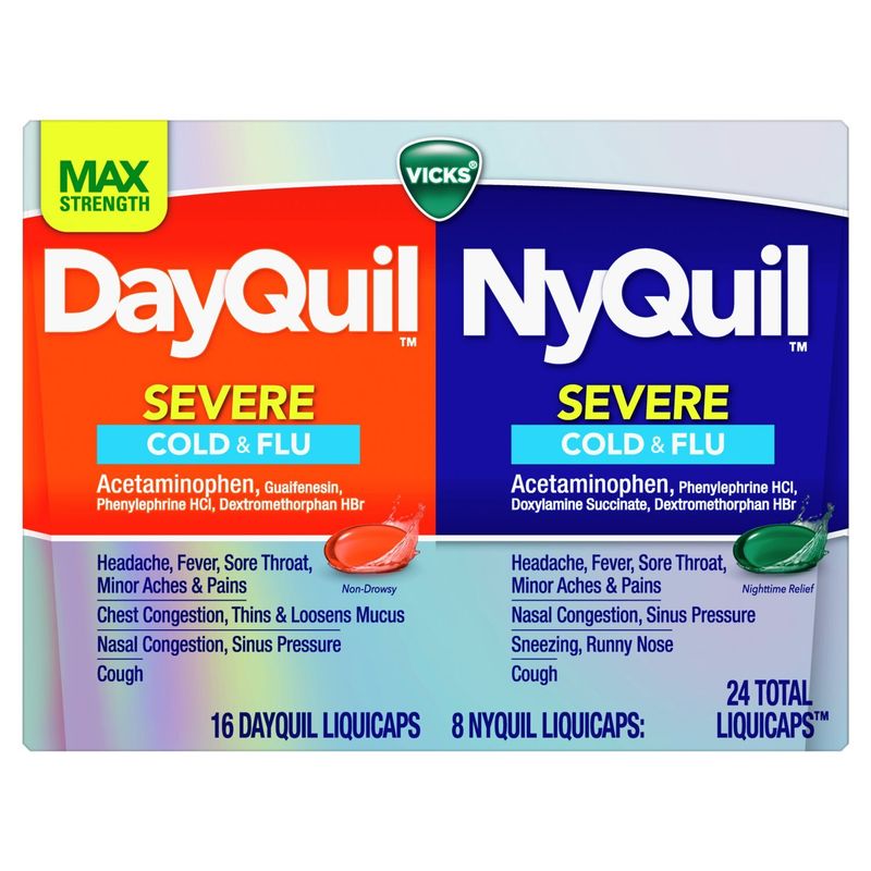 Vicks DayQuil &amp; NyQuil Severe Cold &amp; Flu Liquicaps, 24 count