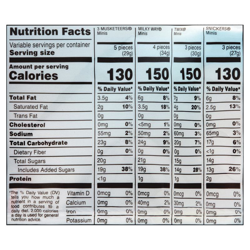 Mars Variety Bag 3 Musketeers, Milky Way, Twix and Snickers Candies Minis Jumbo Pack, 30.63 oz