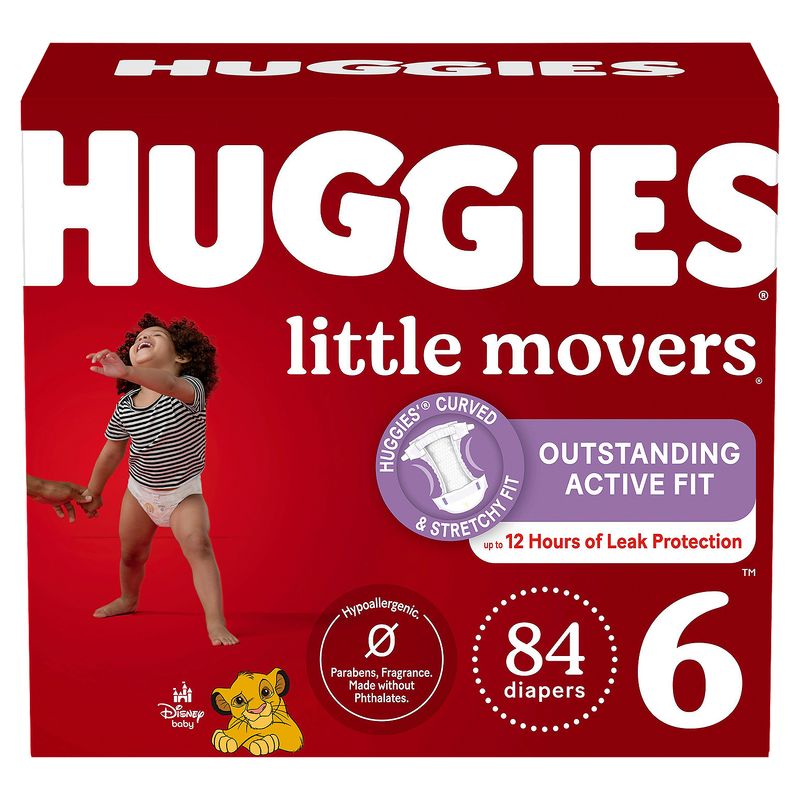 Huggies Little Movers Diapers, Size 6, Over 35 lb, 84 count