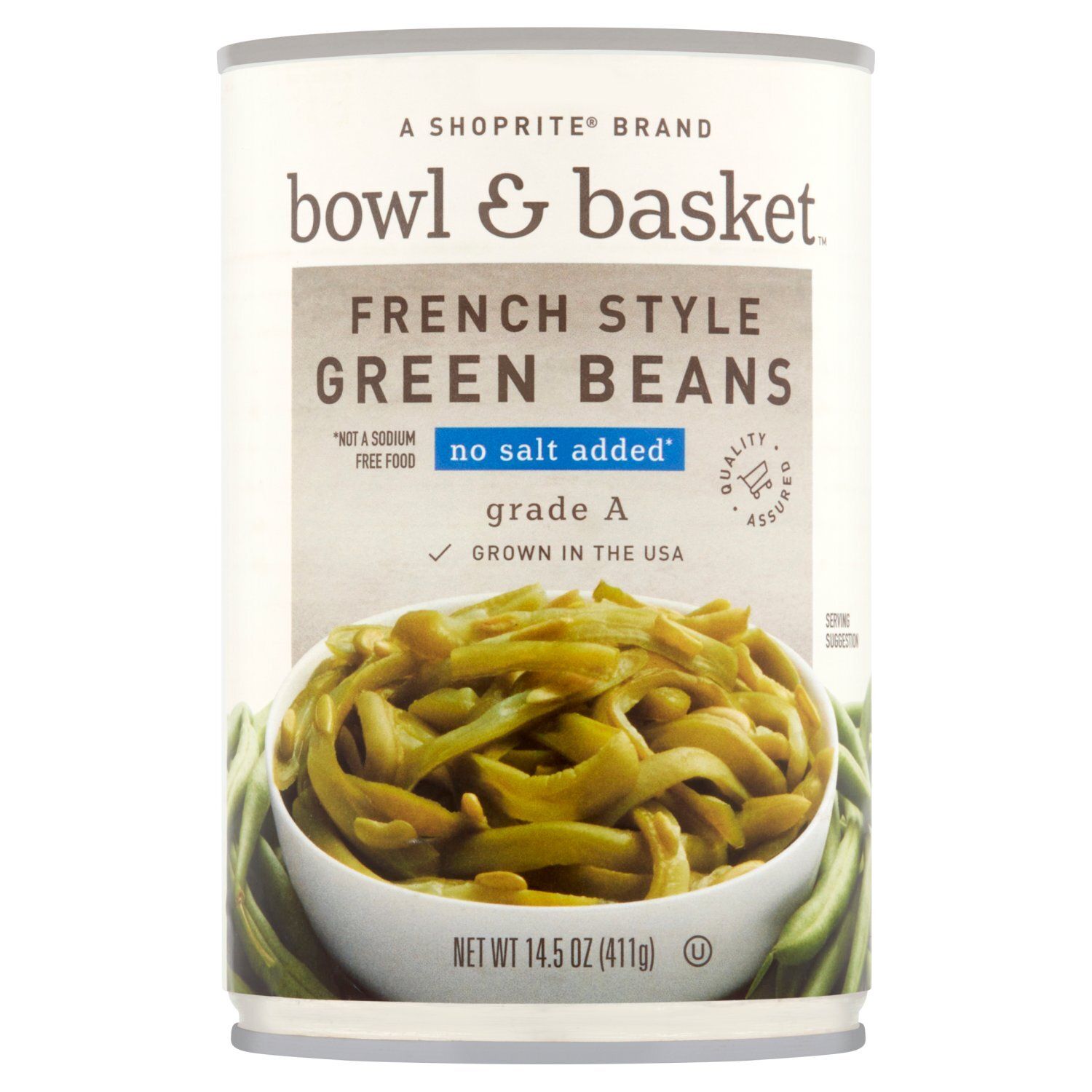 Bowl &amp; Basket No Salt Added French Style Green Beans, 14.5 oz