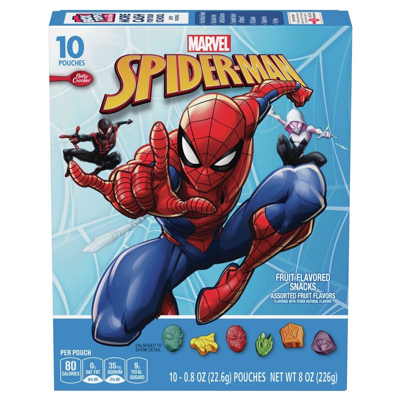 Betty Crocker Marvel Spider-Man Assorted Fruit Flavored Snacks, 0.8 oz, 10 count
