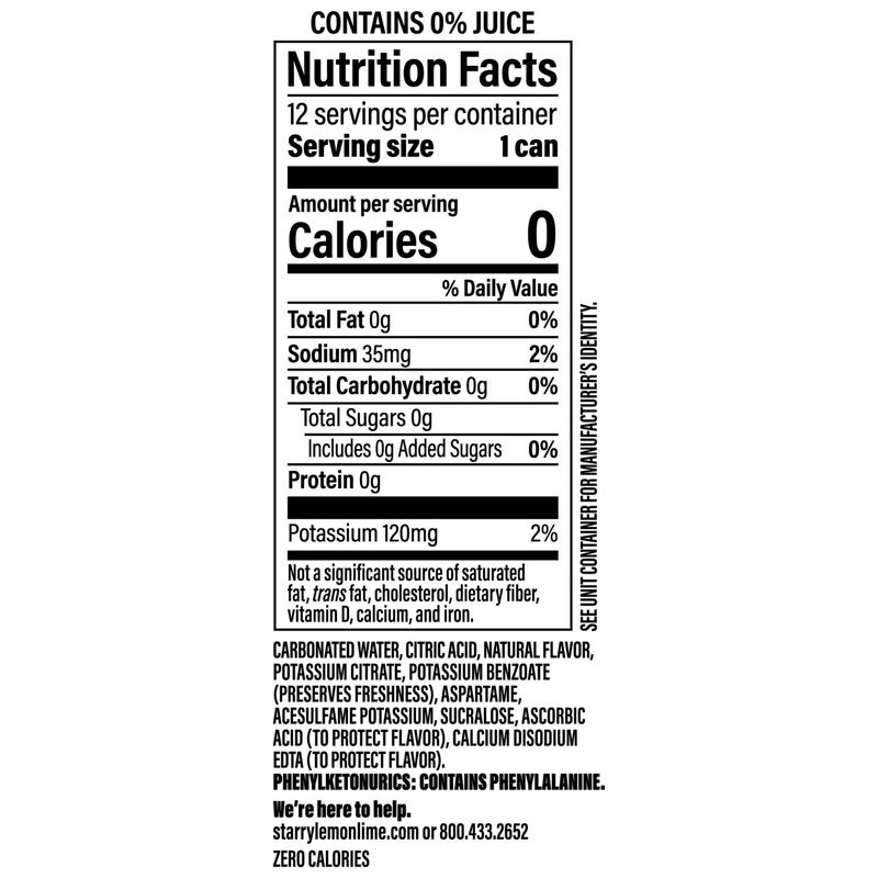 Starry Zero Sugar Soda Lemon Lime Cranberry Blizz 12 Fl Oz X 12 Count