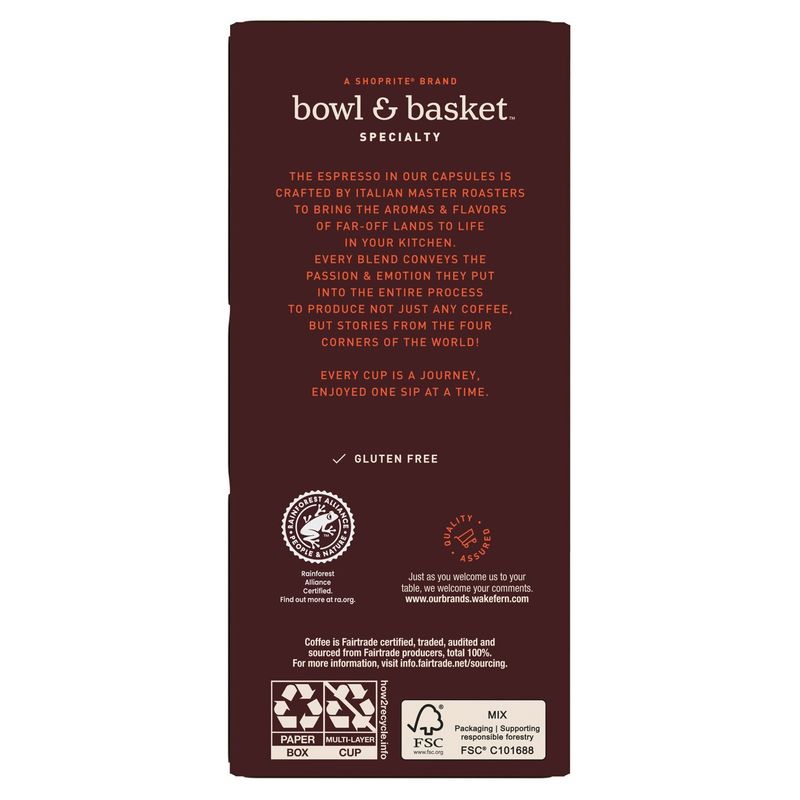 Bowl &amp; Basket Specialty Gusto Dolce Aluminum Espresso Capsules, 0.194 oz, 10 count