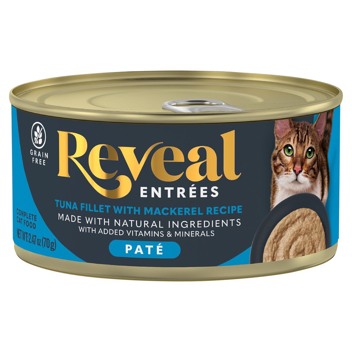 Reveal Entrées Tuna Fillet with Mackerel Recipe Paté Complete Cat Food, 2.47 oz