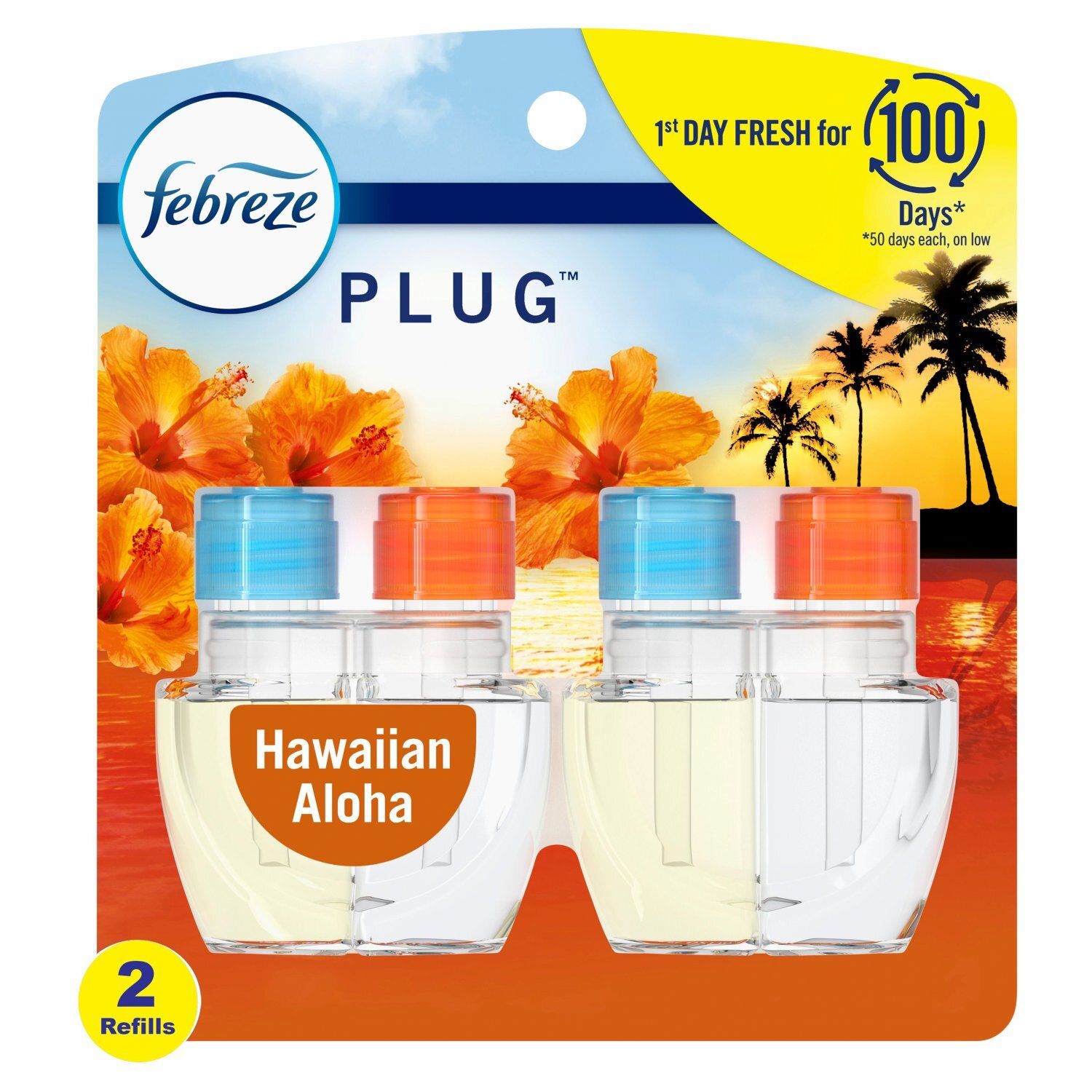 Febreze Plug Hawaiian Aloha Scented Oil Refill, 0.87 fl oz, 2 count