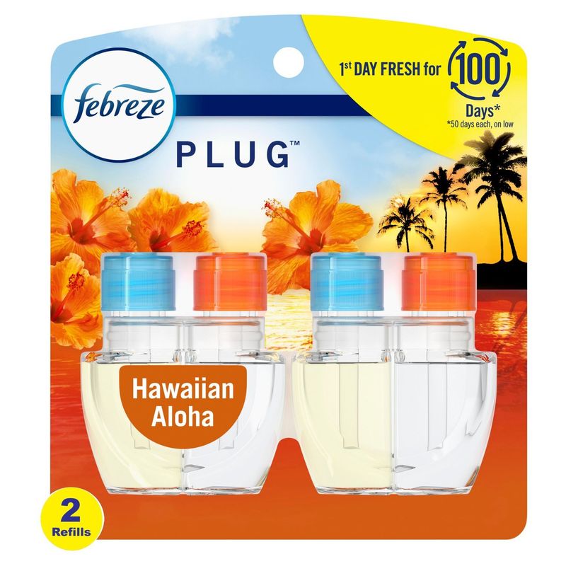Febreze Plug Hawaiian Aloha Scented Oil Refill, 0.87 fl oz, 2 count