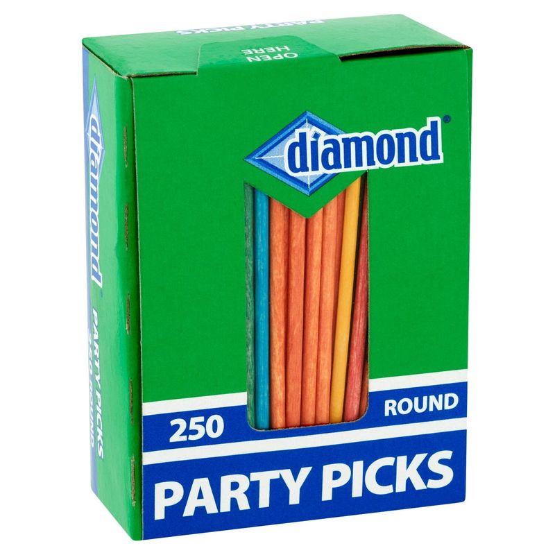 Diamond Round Colored Party Picks, 250 count