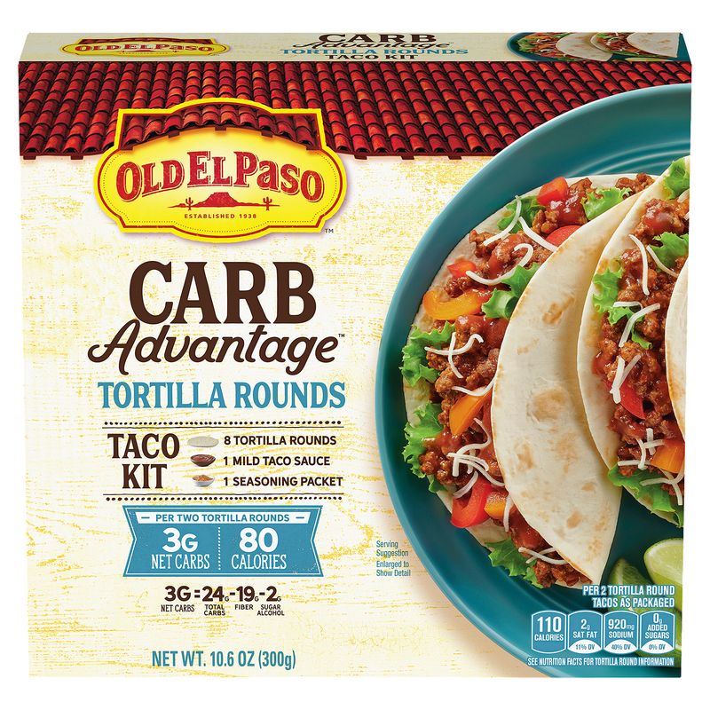 Old El Paso Carb Advantage Tortilla Rounds Taco Kit, 10.6 oz