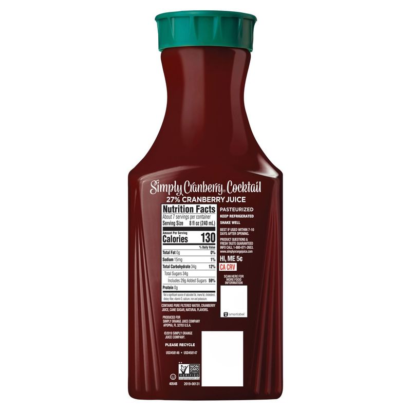 Simply Cranberry Cocktail Bottle, 52 fl oz