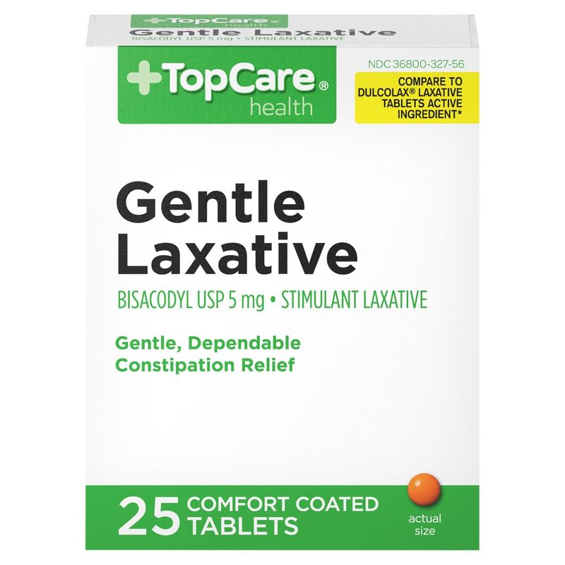 TopCare Health Gentle Laxative Comfort Coated Tablets, 25 count
