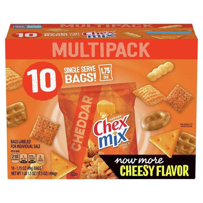 Chex Mix Cheddar Savory Snack Mix Multipack, 1.75 oz, 10 count