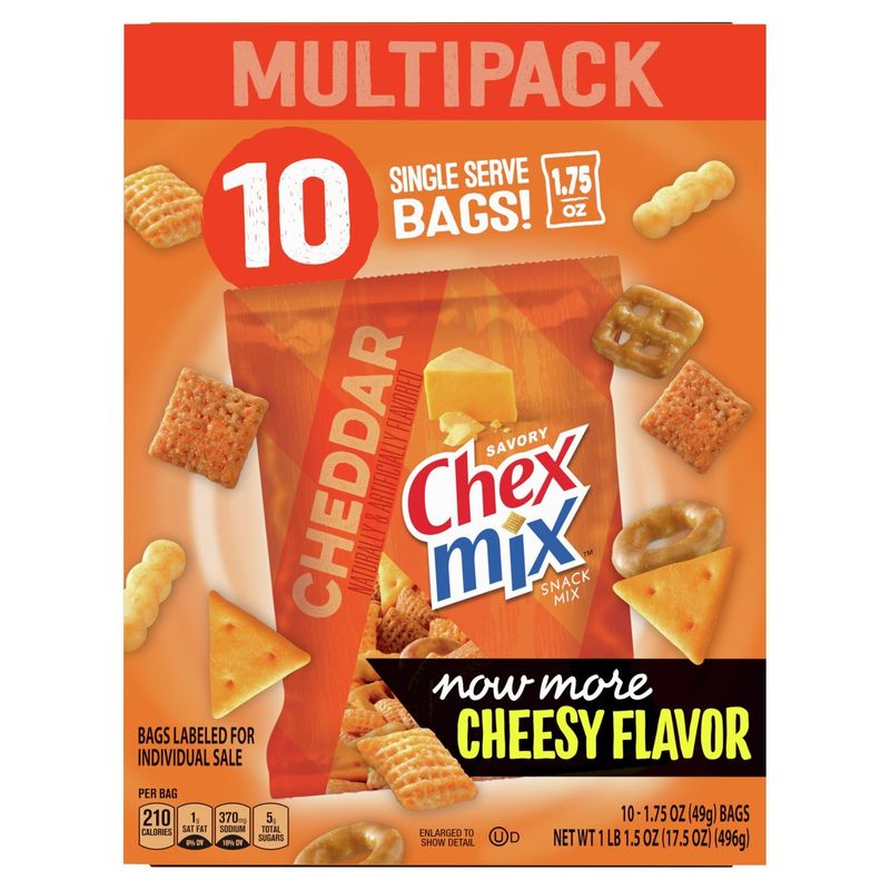 Chex Mix Cheddar Savory Snack Mix Multipack, 1.75 oz, 10 count